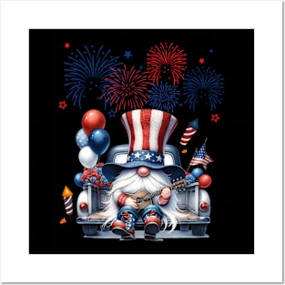 4th Of July Patriotic Gnomes Sunglasses American Fireworks Posters and Art